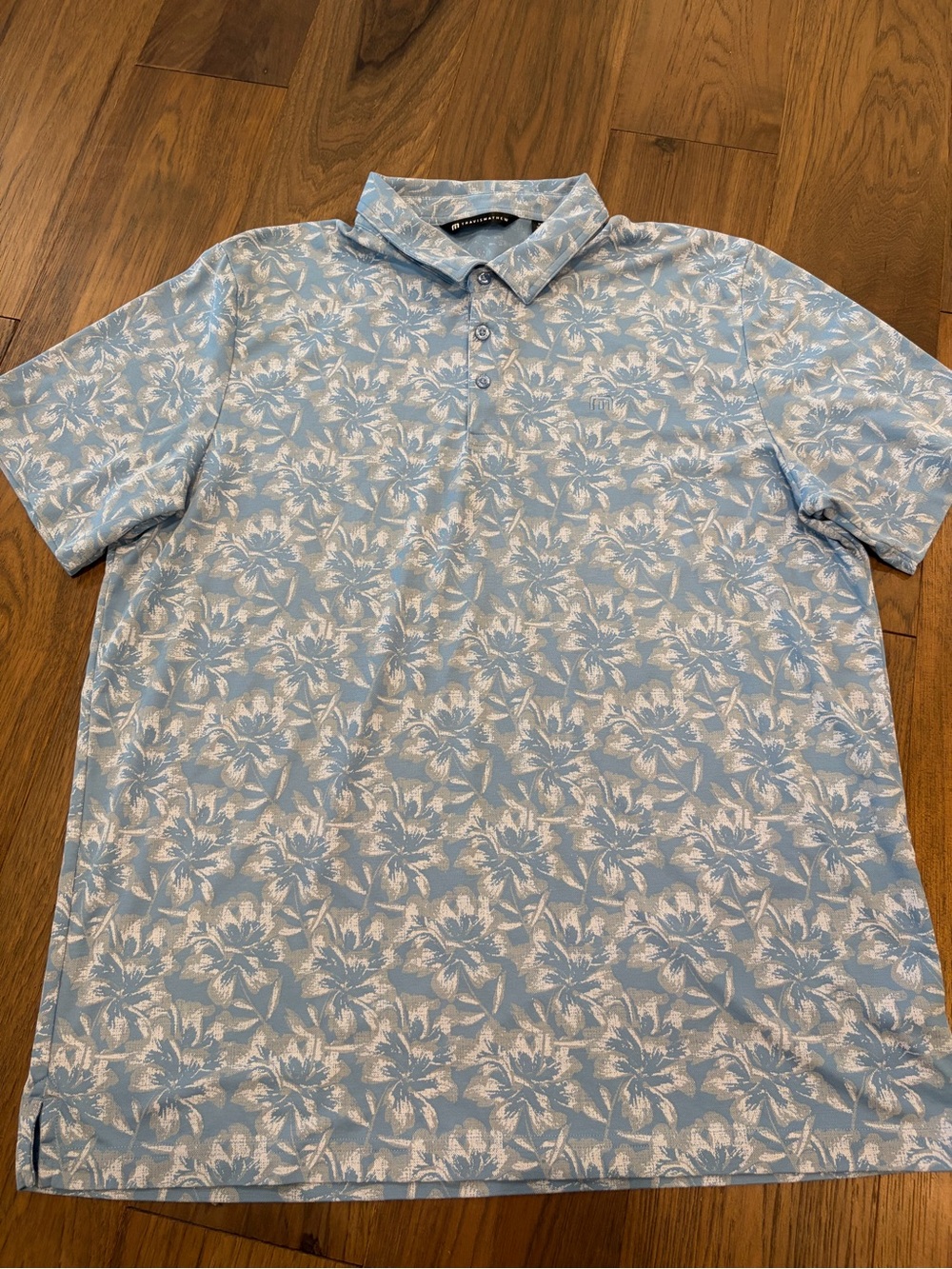 TravisMathew Light Blue Floral Botanical Golf Polo Shirt Men's XXL